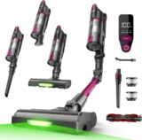 FAMIVAC FV3 Cordless Vacuum Cleaner 60KPa/50Min/120, Foldable Tube, Anti-Tangle for Pet Hair, Self-Standing Greenlight Brush, 1.5KG Lightweight Handheld Vacuum Cleaner for Car/Carpet/Hard Floor