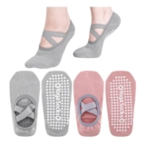 FANTESI 2 Pairs Non-Slip Yoga Socks with Straps for Women