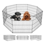 FDW 8-Panel Dog Playpen, Indoor/Outdoor Metal Folding Fence, 60cm Black