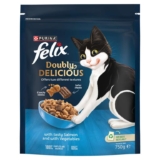 FELIX Doubly Delicious Salmon & Vegetables Dry Cat Food 750g (Pack of 4)