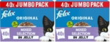 FELIX Original Mixed Selection in Jelly Wet Cat Food 40x85g (Pack of 2) – £19.98 or £18.98 wtth S&S