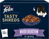 FELIX Tasty Shreds Mixed Selection in Gravy Wet Cat Food 12x80g (Pack of 4)