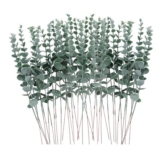 FEQO 36 Pcs Eucalyptus Stems, 15-Inch Artificial Leaves, Grey-Green