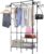 FERNVALEMetal Clothes Rail, 174H x 86D x 44W cm – Heavy Duty Portable Garment Rack with Shoe Shelf Freestanding Wardrobe for Bedroom/Hallway Industrial Clothes Hanging Rail (Black)