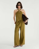 F&F Edit Wide Leg Drawstring Co-ord Trousers in Olive