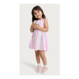 F&F Girls Pure Cotton Striped Sleeveless Dress in Multi (3 – 4 Years Only)