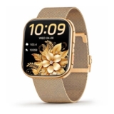 FITVII Smartwatch for Men & Women, 5ATM, Calls, HR, Gold