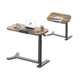 FLEXISPOT Overbed Table with Wheels, Adjustable, 75×40 Cm, H5 Brown