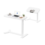 FLEXISPOT Overbed Table with Wheels, Adjustable Height, 75×40 Cm, White