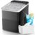 FOHERE Ice Maker Machine Countertop, 14KG Ice Cube Maker with Self-Cleaning Function, 9 Cubes in 5 Mins, 2 Bullet Ice Sizes, Portable Ice Machine with Ice Scoop & Basket (Black)