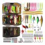 FOLANDO 120Pcs Fishing Lure Kit with Hooks, Spinners, Worms