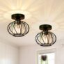 FRIDEKO HOME Modern Crystal Ceiling Lights – 2 Pack Mini Semi Flush Ceiling Lighting Black Light Fittings Ceilings for Bedroom Kitchen Hallway Dining Rooms Living Room