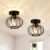FRIDEKO HOME Modern Crystal Ceiling Lights – 2 Pack Mini Semi Flush Ceiling Lighting Black Light Fittings Ceilings for Bedroom Kitchen Hallway Dining Rooms Living Room