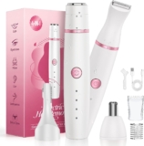 Facial Hair Remover for Women,4-in-1 Bikini Trimmer Women,USB C Mini Lady Shavers with 4-Level Battery Indicator (25%, 50%, 75%, 100%) Eyebrow Razor,Nose Trimmer,for Face Nose/Ear Body,Easy to Clean