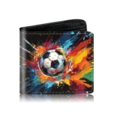 Fakcrkun Kids Wallet, Watercolor Football Theme, RFID Blocking, Coin Pocket