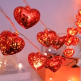 Falafoty Red Heart String Lights, 3M 20 LED Love Heart Fairy Lights Valentines Day Indoor Decorative Light, Battery Powered Light String for Valentines Day Wedding Mothers Day Anniversary Decor