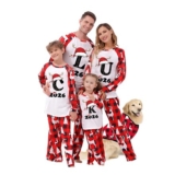 Family Christmas Pajama Set Mens Womens Letter Printed PJs