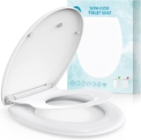 Family Toilet Seat, Soft Close Toilet Seat White with Quick Release Function, Simple Top Fixing Family Toilet Seats with Child Seat Built-in, Standard Toilet Seats with Adjustable Hinges, O Shape