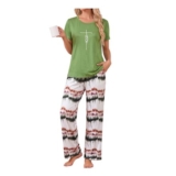 Famulily Womens 2-Piece Lightweight Tie-Dye Loungewear, Green, S