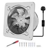 FanGoFast 6 Inch/150mm Kitchen Exhaust Fan 525m³/h Metal Extractor Fan, UK Plug Low Noise Stainless Steel, Warehouse Home Restaurant Garage