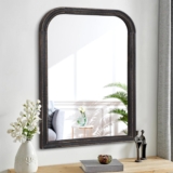 Farmhouse Bathroom Wall Mirror Wood Frame Rustic Hanging Mirror Decor Vintage Rectangular Horizontal Small Mirrors for Wall Living Room Bedroom Vanity Entryway Vintage Black