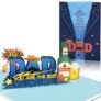 Fathers Day Card from Son Daughter Happy Funny Pop up Best Dad Birthday Beer Greeting Card for Super Daddy Stepdad Dad-in-law Grandad, Bluey Tie Includes Envelope Note Tag