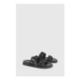 Faux Suede Stud Double Strap Sliders