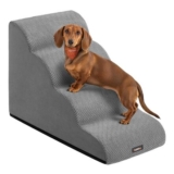 Feandrea 4-Step Dog Stairs with Waffle-Patterned Corduroy