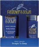 Feather & Down Straight to Sleep Gift Set (50ml Pillow Spray & 50ml Body Lotion) – The perfect sleep duo, infused with lavender & chamomile essential oils. Vegan Friendly & Cruelty Free.