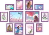 Feihorrm Violet Picture Frames Set of 12, Photo Frames Multiple Pictures, Wall & Tabletop Collage Photo Frame, Multi Size Picture Frame Includes Four 4×6, Four 5×7, Two 6×8, Two 8×10