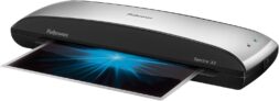 Fellowes Spectra A3 Laminator Machine for Home Office Use – Fast 4 Minute Warm Up Time with Auto Shut Off & Sleep Mode Feature 80-125 Micron, 10 A4 Laminating Pouch Starter Pack Included, Black/Grey