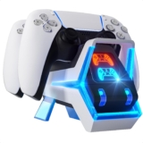 Fenolical PS5 Controller Charger Station, PS5 Charging Station with Fast Charging AC UK Adapter 5V/3A, Electronic Dog Style Dual Playstation 5 Controller Charger Station Accessories with LED Indicator