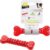 Ferplast Dog Toy, Dog Treat Dispenser Bone, Chew Toy, Made of Durable Material, Meat Flavoured, for Dog Dental Hygiene, SMILE Dog Bone, Medium Size Dog Toys, Red