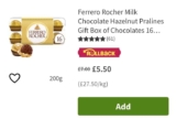 Ferrero Rocher Milk Chocolate Hazelnut Pralines Gift Box of Chocolates 16 Pieces 200g
