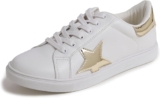 Feversole Womens Featured PU Leather Lace-Up Stars Sneaker