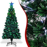 Fibre Optic Christmas Tree 4 FT Xmas Trees Artificial Pre Lit Christmas Trees Green 120 cm,Lights Fibre Optic Twinkling tree with stars Automatic color-changing,Christmas Deco