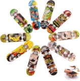 Finger Skateboards 6 Pcs, Fingerboard Mini Skateboard Toy, Finger Skateboard Deck with Trucks, Pro Fingerboard Random Patterns Set for Stress Relief Gift for Adults