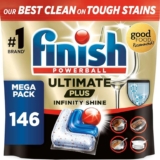 Finish Dishwasher Tablet, 146 Tabs (73 x 2 pck), Ultimate Plus Infinity Shine, Fresh Scent (Prime Deal)