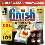 Finish Dishwasher Tablet, Ultimate Plus Infinity Shine, 105 Tabs, Lemon Sparkle,