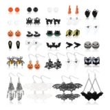 Finrezio 28 Pairs Halloween Earrings Set: Pumpkins, Cats, Spiders