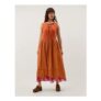 Fiona Sleeveless Floral Embroidered Maxi Dress Orange