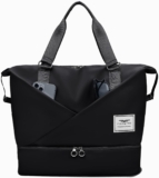 Fioretto Womens Travel Bag Duffle Bag with Laptop Compartment, Water Resistant Gym Bag Weekend Bag Overnight Hospital Bag Holdall with Separated Shoes Compartment & Wet Pocket Black
