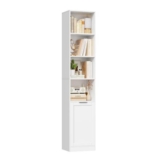 FirFurd 6-Tier Bookcase Tall 186.4cm with Door, White
