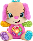 Fisher-Price Baby Learning Toy Laugh & Learn Smart Stages Sis Pink Musical Plush with Smart Stages for Infants Ages 6 Months, Multilanguage Version: Dutch, English, French, German, Italian, JFD31