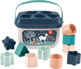 Fisher-Price Babys First BlocksToy Set, Navy Fawn Stacking Toy, 10 Shapes & Storage Bucket, Sorting Play, Infants Ages 6 Months, HJP20