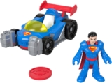 Fisher-Price Imaginext DC Super Friends Metal Force Supermobile Toy Car, 3-inch Superman Action Figure & Accessories Set, Includes Launcher & 2 Discs, JFJ69