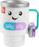 Fisher-Price Laugh & Learn Baby & Toddler Toy Wake Up & Learn Coffee Mug with Lights & Music for Ages 6 Months, Multilanguage Version, HXF49