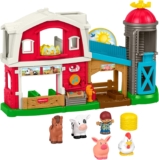Fisher-Price Little People Caring Fun Animal Farm, Multilanguage English, French, German, Italian, Dutch, Musical Playset, 5 Figures, Smart Stages Content, Toddlers Ages 1 Years, JGX08