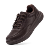 FitVille Mens Extra Wide Leather Oxford Dress Shoes, Brown UK9.5