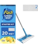 Flash Speedmop Wet Mop Floor Cleaner Starter Kit 1 Mop, 20 Wet Lemon Refills